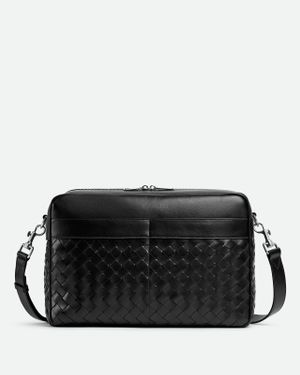 Bottega Veneta Camera Bag Intrecciato Grande Con Tasca - Nero