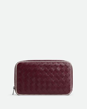 Bottega Veneta Pochette Intrecciato Media Con Zip - Viola