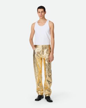 Bottega Veneta Pantaloni A Gamba Dritta Intrecciato - Metallizzato