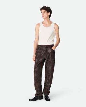 Bottega Veneta Pantaloni A Gamba Dritta Intrecciato - Bianco