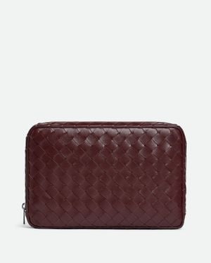 Bottega Veneta Pochette Intrecciato Grande Con Zip - Viola
