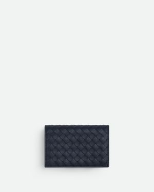 Bottega Veneta Porta Biglietti Da Visita Intrecciato Piccolo - Blu
