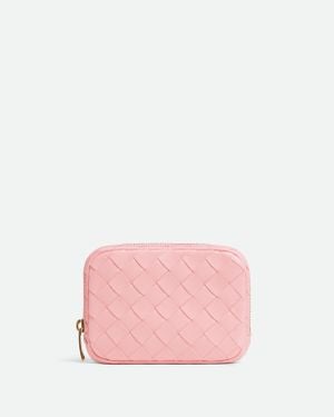 Bottega Veneta Pouch Intrecciato Teen Con Zip - Rosa