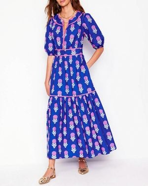 Boden Dahlia Rhea Embroidered Midi Dress - Blue