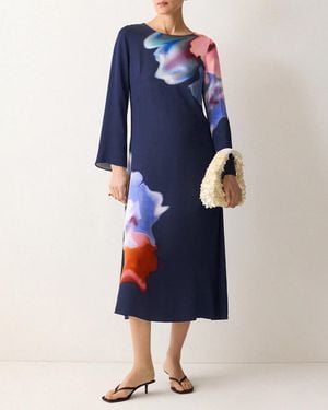 Jigsaw Dreamy Floral Midi Dress - Blue