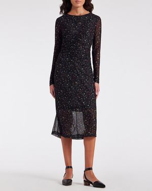 Paul Smith Floral Sheer Midi Dress - Black