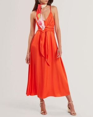 Ted Baker Beckki Tie Waist Midi Dress - Red