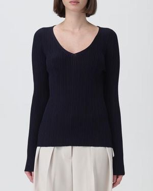 Theory V-Neck Wool Blend Jumper - Blue