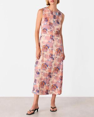 Whistles Floral Textured Midi Dress