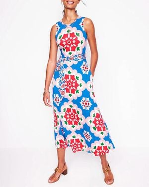 Boden Grown On Tie Trapeze Midi Dress - Blue