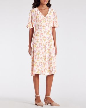 Paul Smith Floral Button Fluted Dress - Pink