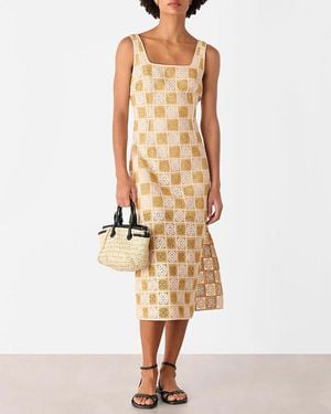 Whistles Multi Cotton Crochet Midi Dress - Natural