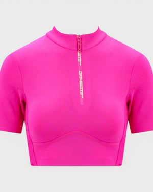 Off-White c/o Virgil Abloh Zip Logo Crop Tee Fuchsia - Pink