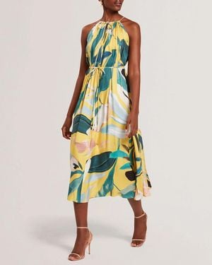 Ted Baker Reelia Print Halter Midi Dress - Yellow
