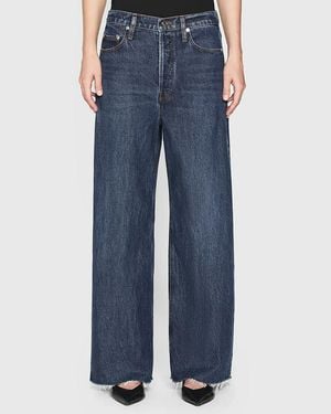 FRAME Dark Low Rise Baggy Wide Leg Stretch Jeans - Blue