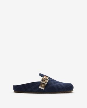 Burberry Check Denim Urchin Clogs - Blue