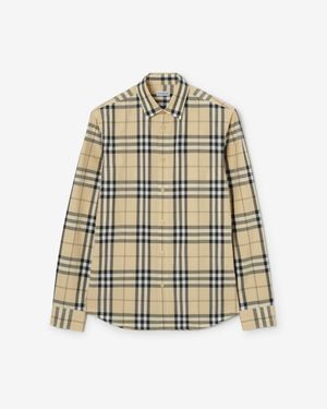Burberry Slm Fit Check Cotton Shirt - Natur