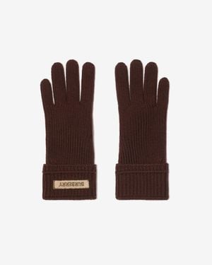 Burberry Logo Patch Wool Blend Gloves - Braun