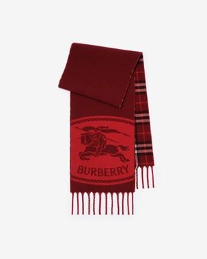 Burberry Reversible Knight Stamp Scarf - Red