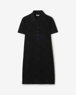 Burberry Check Wool Silk Polo Shirt Dress - Black