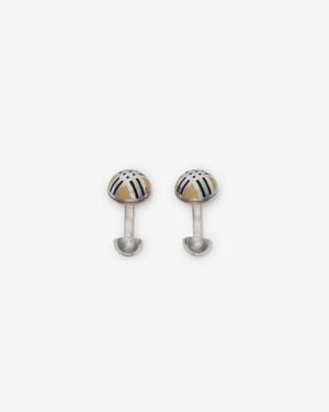 Burberry Enamel Check Cufflinks - Weiß