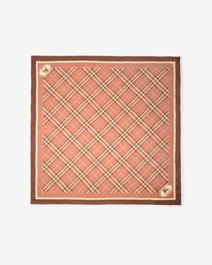 Burberry Check Knight Stamp Silk Scarf - Pink