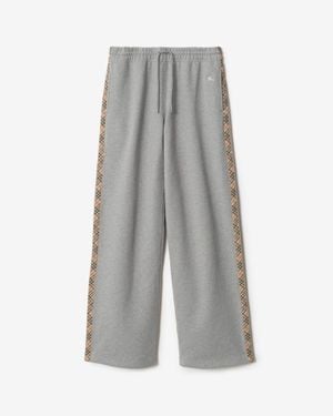 Burberry Check Trim Cotton Track Pants - Gray