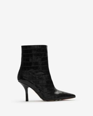 Burberry Crocodile-Effect Leather Dame Ankle Boots - Black