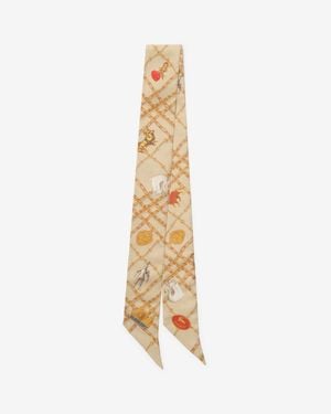 Burberry Skinny Check Charm Silk Scarf - Metallic