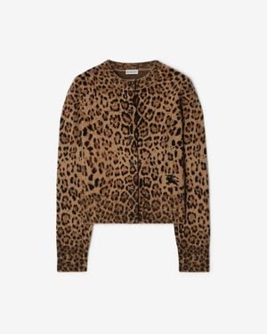 Burberry Leopard Jacquard Wool Cashmere Cardigan - Braun