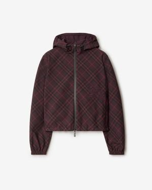 Burberry Cropped Reversible Check Hooded Jacket - Purple