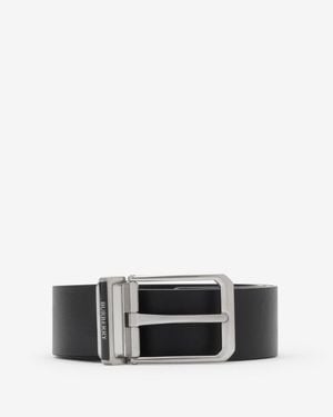 Burberry Reversible Leather Enamel Logo Belt - Schwarz