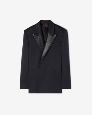 Burberry Grain De Poudre Wool Tuxedo Jacket - Blue
