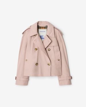 Burberry Cropped Tropical Gabardine Mayfair Trench Jacket - Pink
