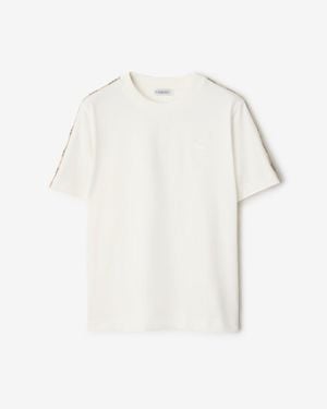 Burberry Check Trim Cotton T-Shirt - White