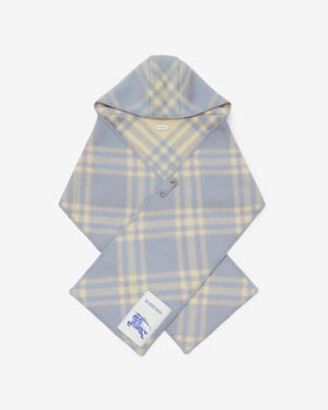 Burberry Check Wool Hooded Scarf - Bleu