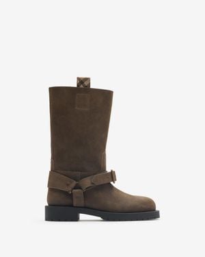 Burberry Suede Soft Saddle Low Boots - Brown