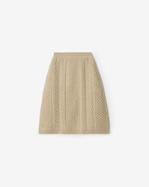 Burberry Ekd Aran Knit Wool Skirt - Natural