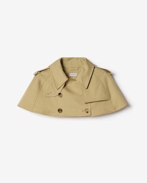Burberry Gabardine Trench Capelet - Natural