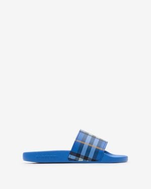 Burberry Childrens Check Slides - Blue