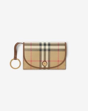 Burberry Check Folding Card Case & Key Ring - Natural