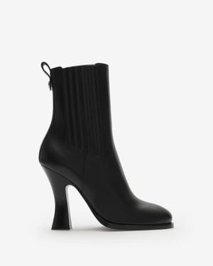 Burberry Leather Pillar Ankle Boots - Black