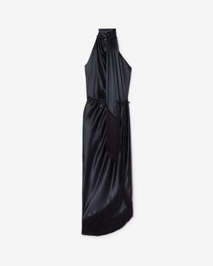 Burberry Fringed Silk Scarf Dress - Black
