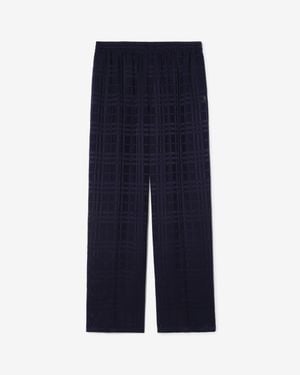 Burberry Check Silk Pants - Blue