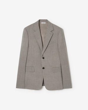Burberry Pinstriped Wool Sloane Tailored Jacket - Gray
