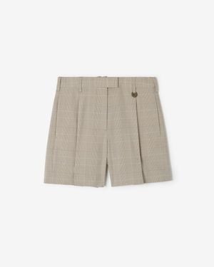 Burberry Check Wool Tailored Shorts - Natural