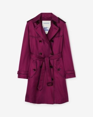 Burberry Long Silk Foxfield Trench Coat - Lila