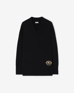Burberry Wool Cashmere V-Neck Sweater - Black