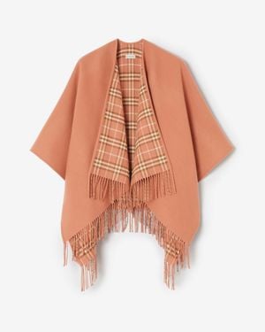 Burberry Reversible Check Wool Cape - Orange