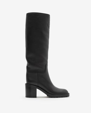 Burberry Leather Fife Heel Boots - Schwarz